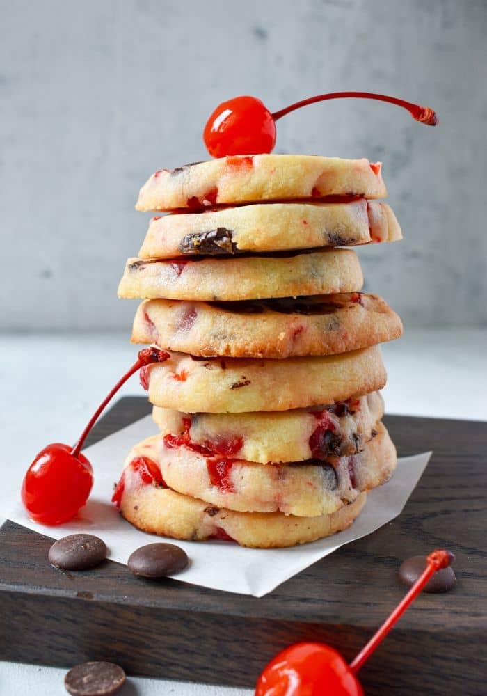 Christmas Maraschino Cherry Shortbread Cookies