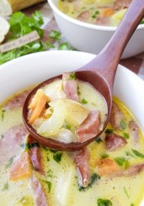 Cheesy Potato Kielbasa Soup Recipe |100KRecipes