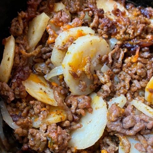 Best Slow Cooker Ground Beef and Potato Au Gratin