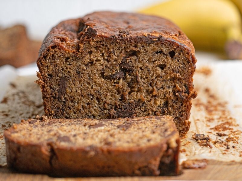 peanut butter banana bread with chocolate chips