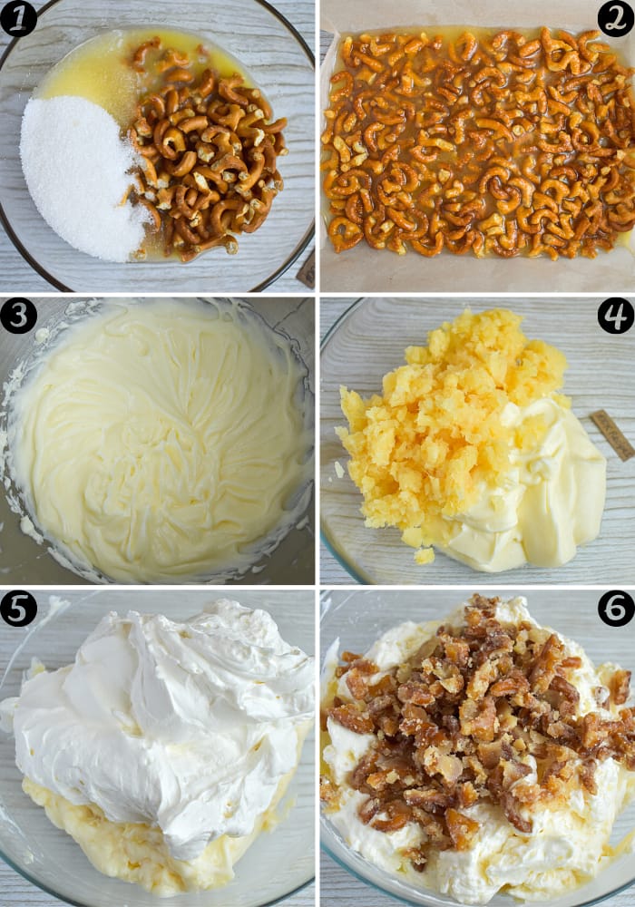 ingredients for pineapple pretzel fluff