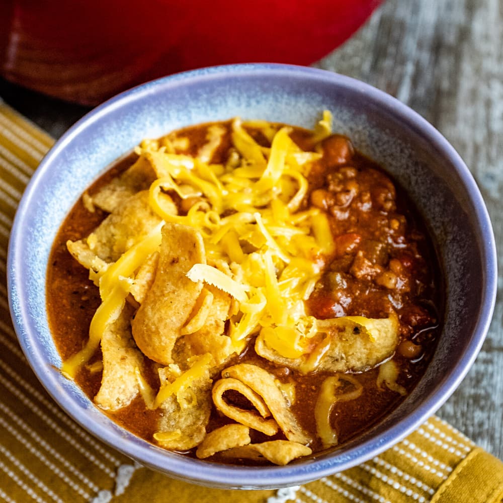 Boilermaker Tailgate Chili (beef & sausage & worcestershire sauce)