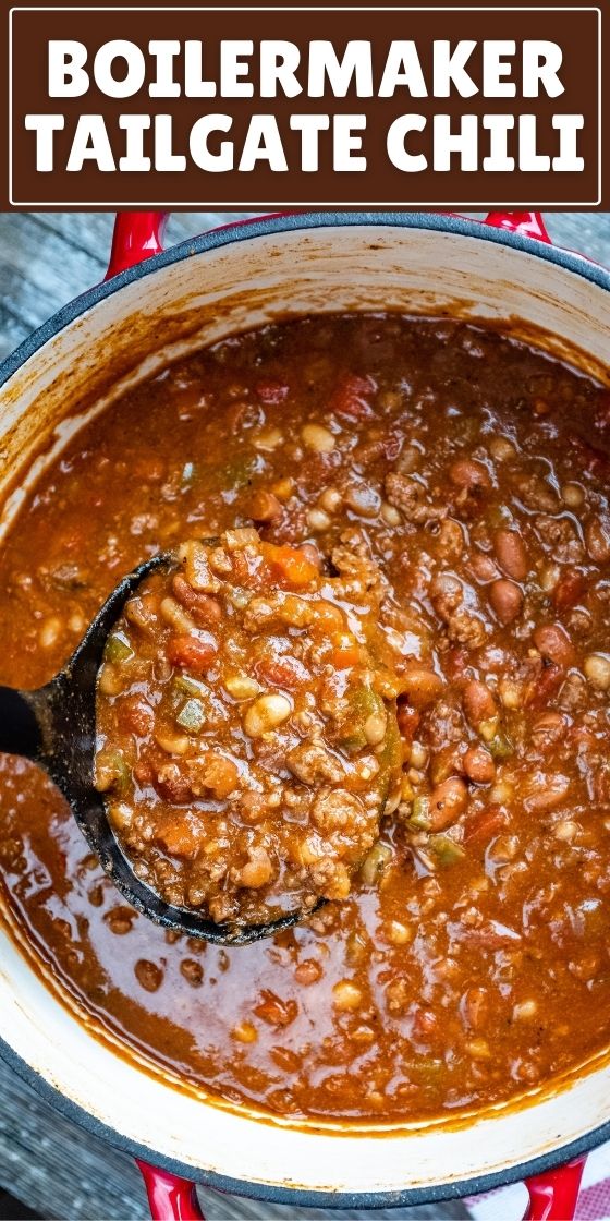 Boilermaker Tailgate Chili (beef & sausage & worcestershire sauce)