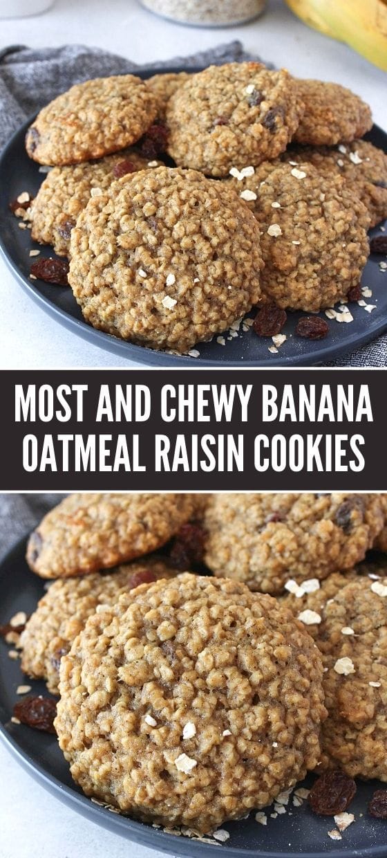 MOST AND CHEWY BANANA OATMEAL RAISIN COOKIES