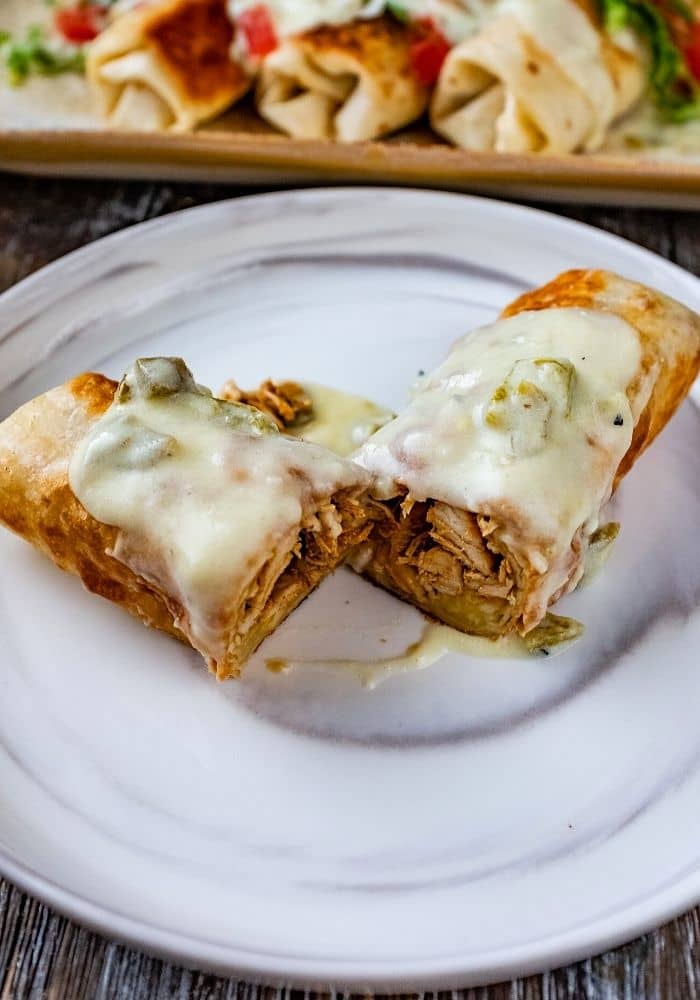 Chicken Chimichangas with Sour Cream Sauce